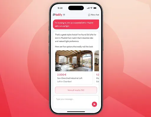 A screenshot featuring a list of property results for renters seeking apartments in Spain