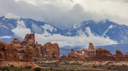 Utah natural landmarks including Arches and mountains