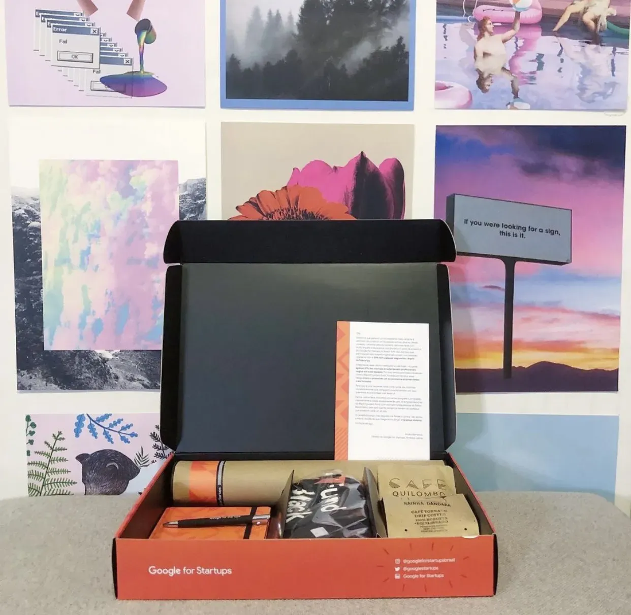 Welcome Kit presenteado para a Yoobe no momento em que passaram a fazer parte da iniciativa Black Founders Fund