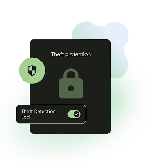 illustration or icon representing the device automatically locking upon detecting theft motion.