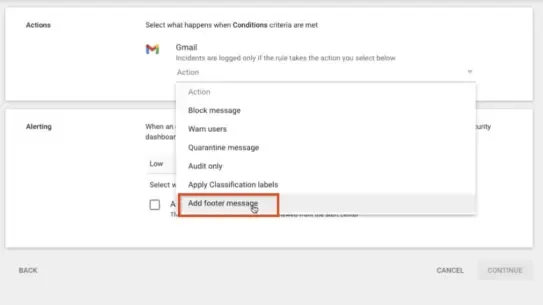 Gmail settings screen