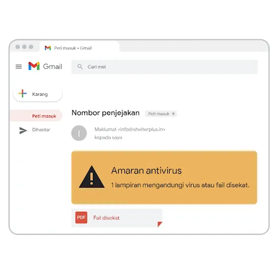 Grafik Gmail amaran antivirus