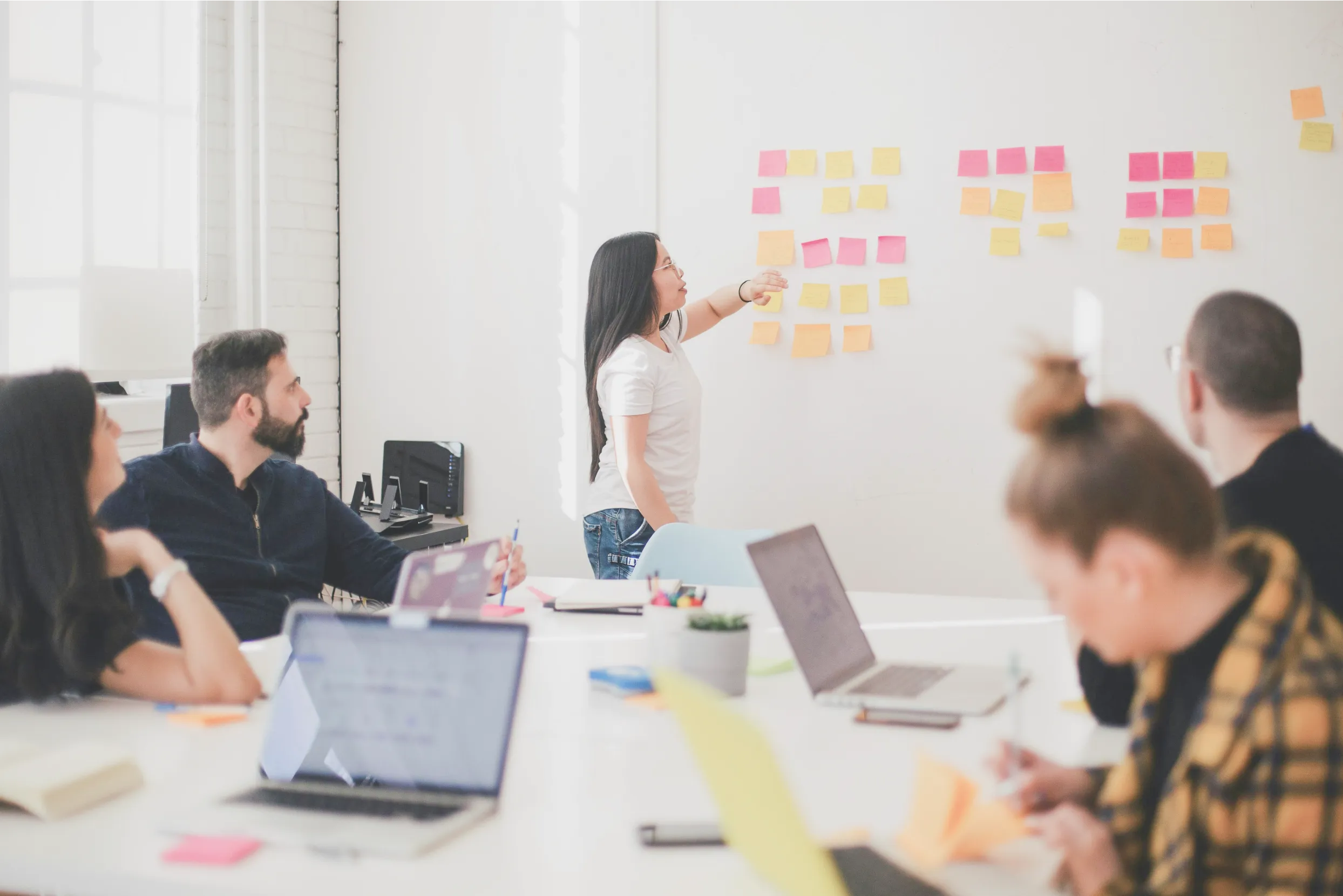 A team working together in an office.
