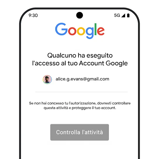 Immagine relativa alla sicurezza dell'account su Gmail