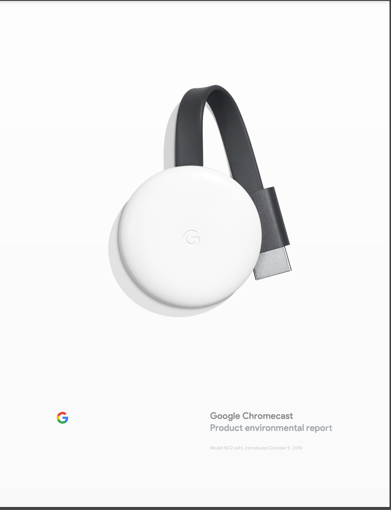 Cover image of the Google Chromecast Product Environmental Report