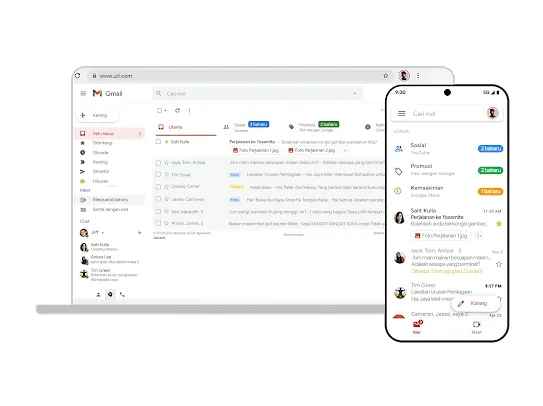 Gmail pada desktop dan peranti mudah alih