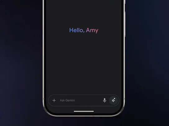 A phone showing the initial screen for Gemini