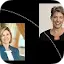 Graphic for 'Dialogues: How can technology help protect older adults online?' featuring professional headshots of two women experts from Google and AARP against a black background with a stylized white curved line.