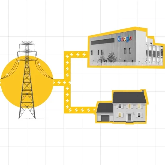 An illustration depicting the flow of energy generated from advanced nuclear reactors