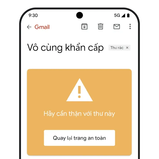 Hình ảnh minh hoạ cuộc tấn công giả mạo trong Gmail