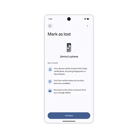 Mark as lost 2 step verification on Android