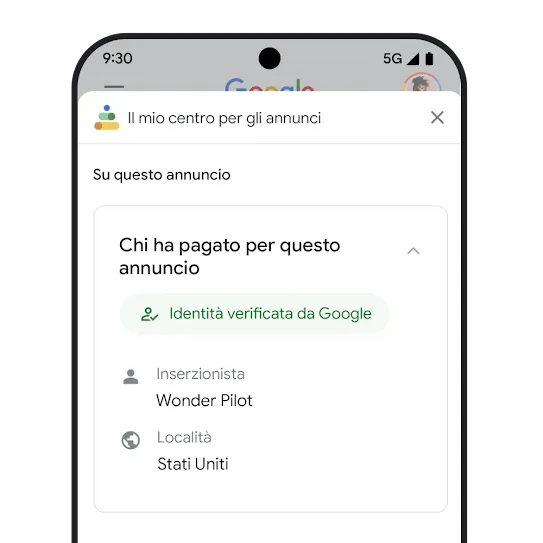 Esempio di pagina "Chi ha pagato per questo annuncio" all'interno di Il mio centro per gli annunci. 