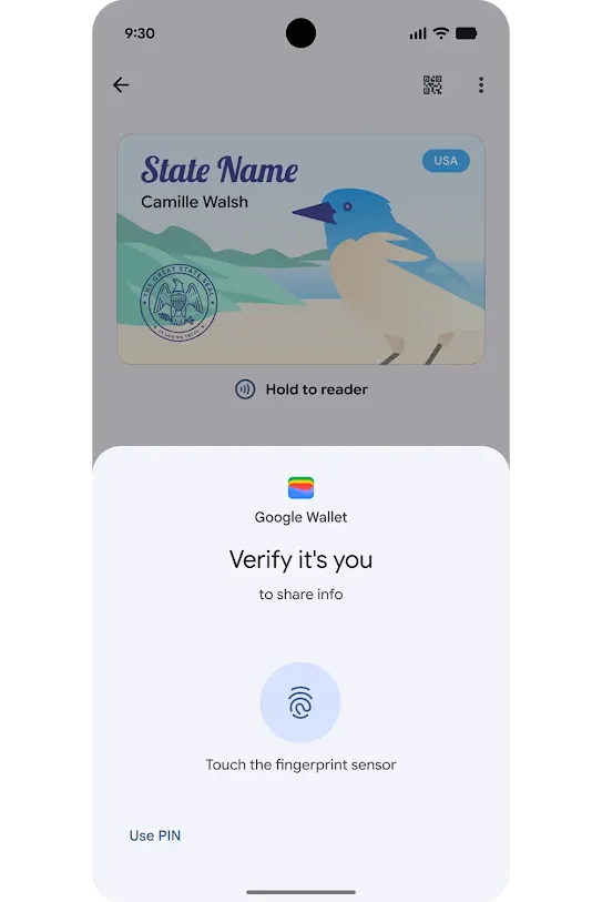 Google wallet with encrypted ID storage and privacy controls.