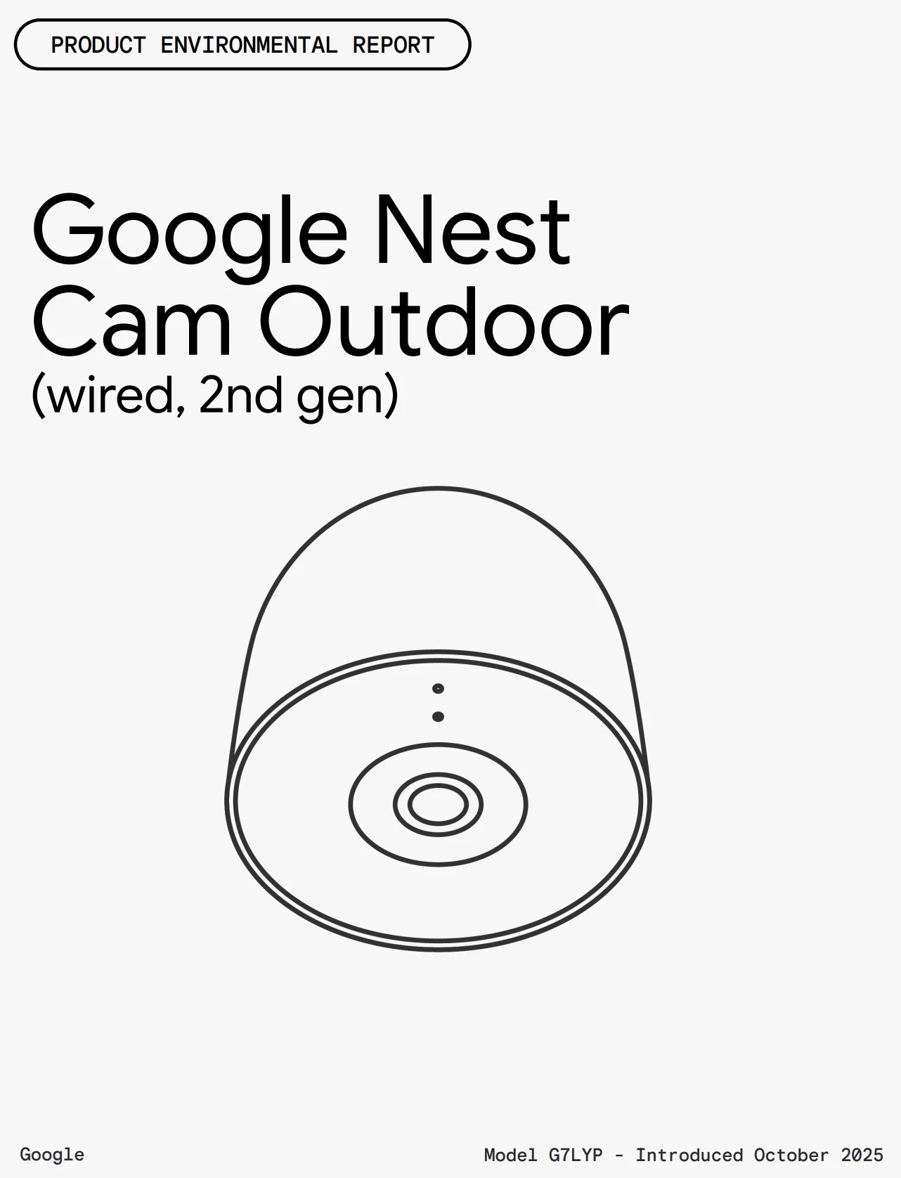 Cover image of Google Nest Cam Outdoor (wired, 2nd gen) Product Environmental Report