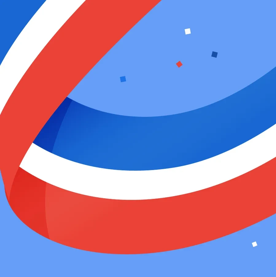 A red white and blue banner in celebration of America's 250th anniversary