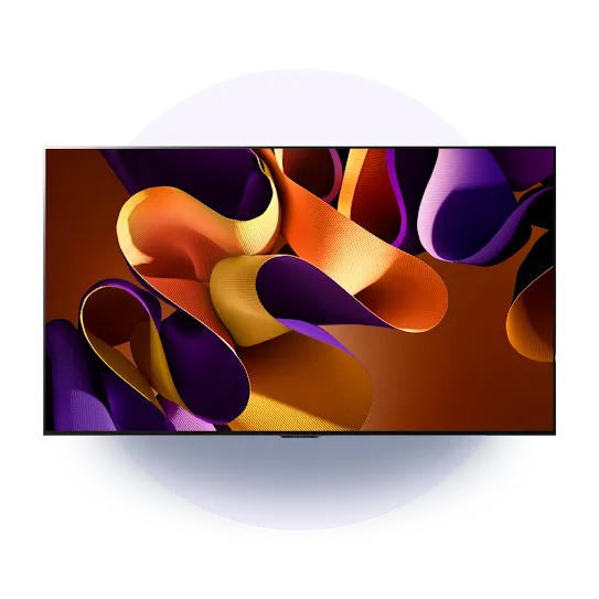 A TV with an abstract colorful image on screen.