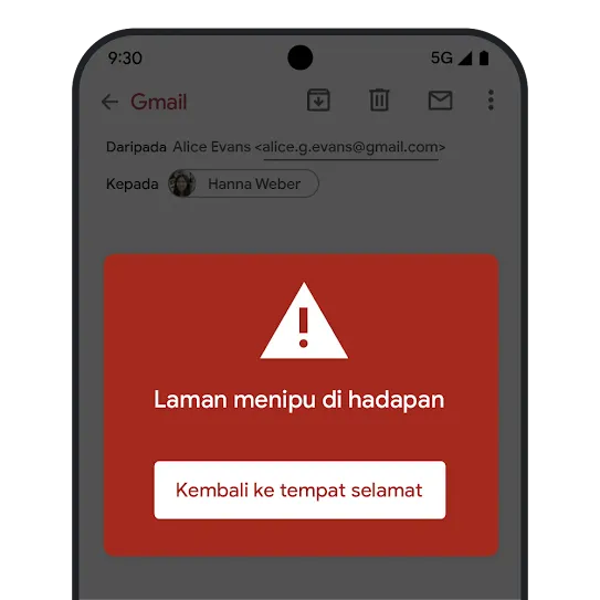 Grafik Gmail penyemakan imbas selamat