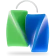 Green and blue 3d bag logo