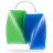 Green and blue 3d bag logo