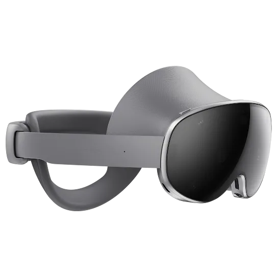 A side view of gray Galaxy XR headset.