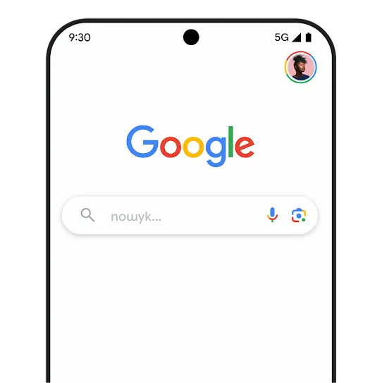 Сторінка Пошуку Google на пристрої