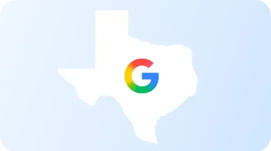 Google logo overtop the outlines of Texas