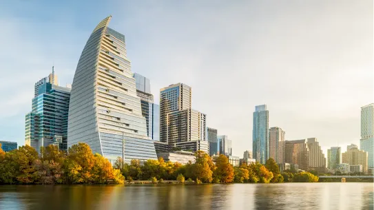 Sail Tower is situated on Lady Bird Lake in downtown Austin, Texas.