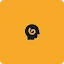 A black silhouette of a human head with a spiral symbol in the brain area, centered on a solid orange background with rounded corners.