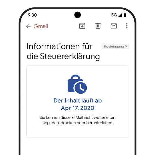 Grafik – Ablaufdatum von Nachrichten in Gmail