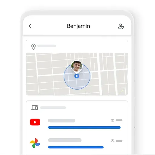 A parent’s view of a child’s location and screen time for the day