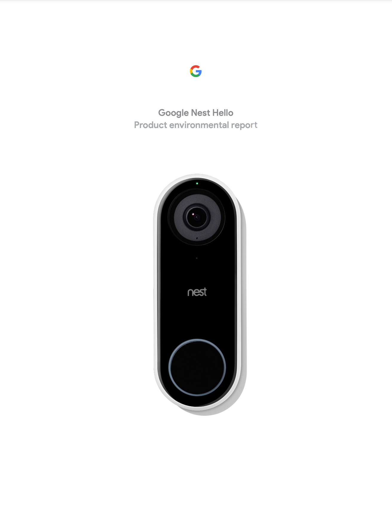 Cover image of the Google Nest Hello Product Environmental Report
