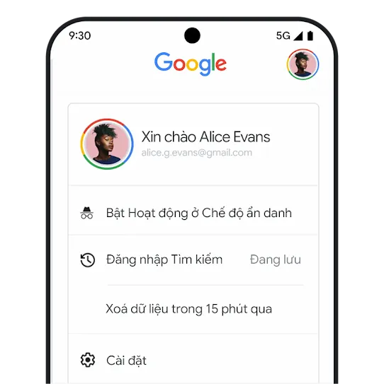 Hình ảnh về lựa chọn Xoá nhật ký gần đây
