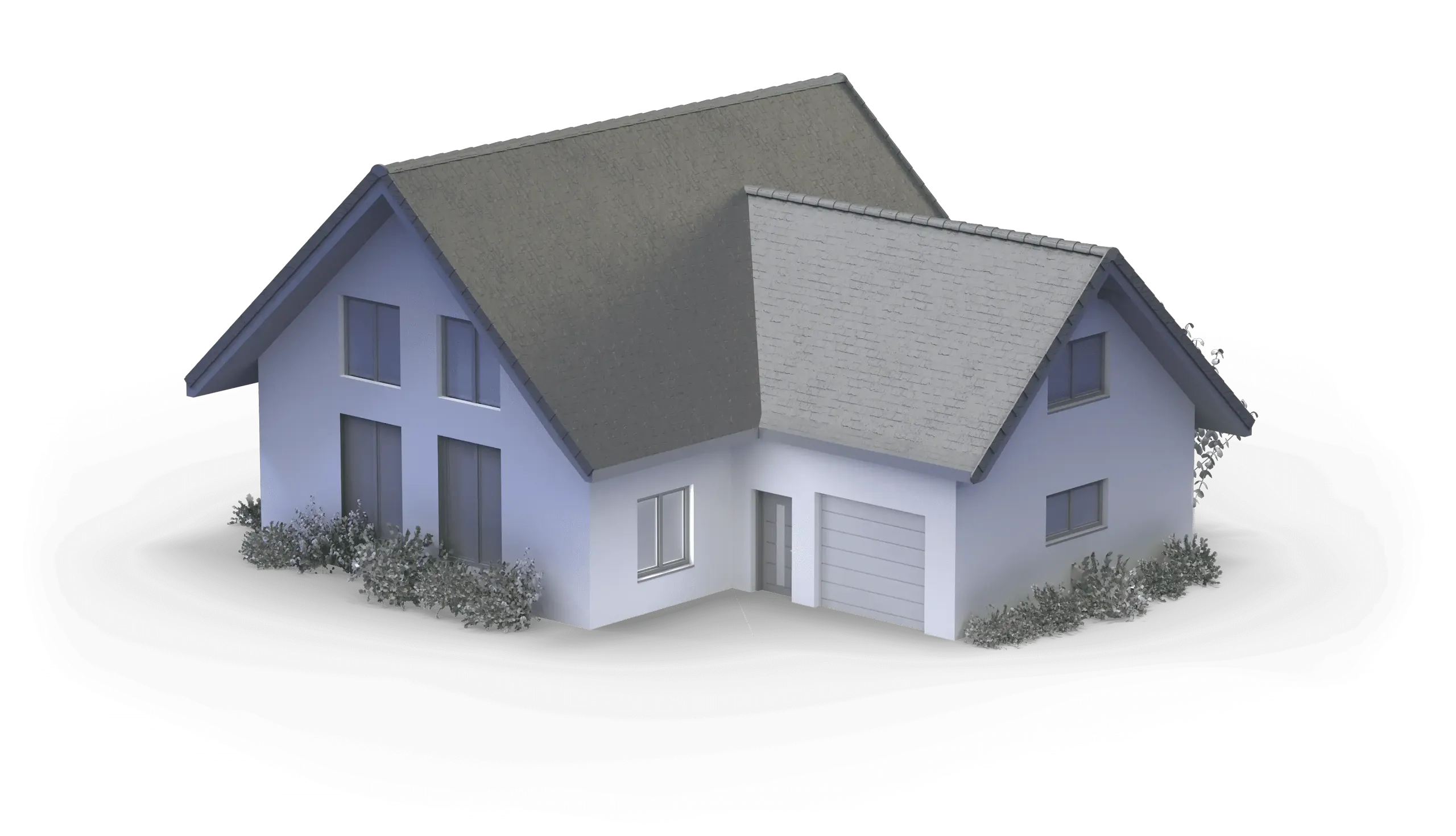 A car drives down a road and parks in a driveway in front of a house. Lights in the house turn on.