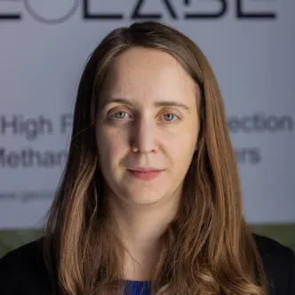 A photograph of Claudia Hulbert, a Google for Startups alum and co-founder of Geolabe, a satellite-based monitoring system based in Los Alamos, New Mexico.