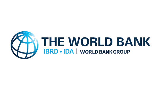 Official World Bank Group logo featuring a blue gradient globe icon next to bold dark blue typography on a plain white background.