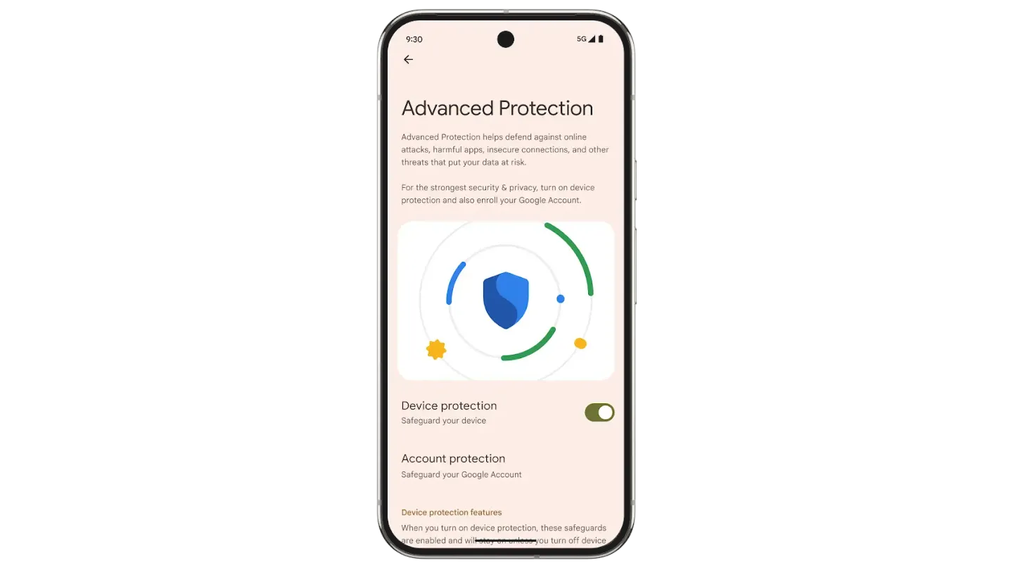 Image showcasing advanced protection settings.