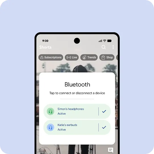 An Android phone is shown with bluetooth on the homescreen.