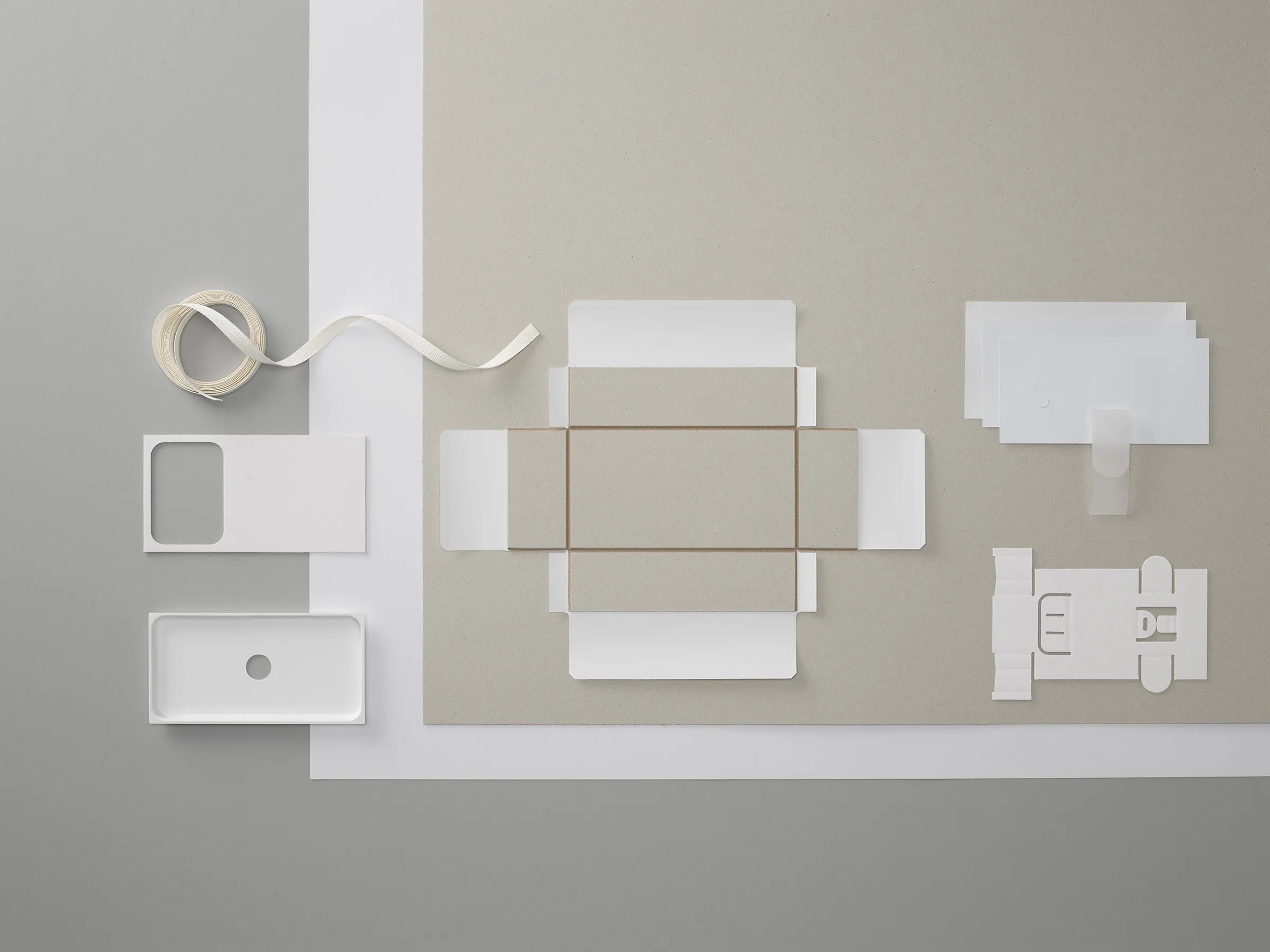 Photo showing deconstructed elements of Google Pixel phone packaging materials