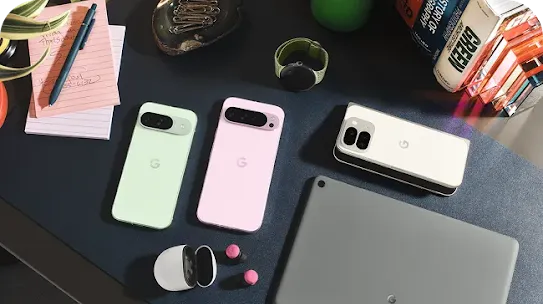 Range of Android devices laid out on desk