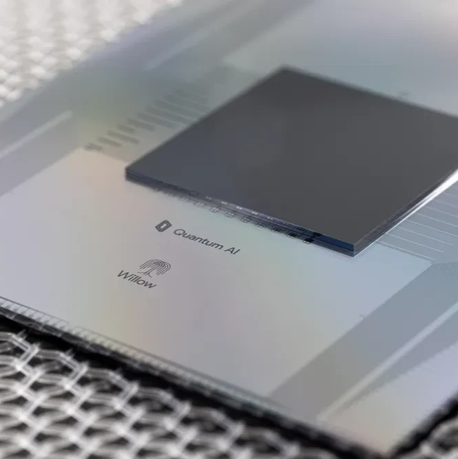 A close up image of a chip that reads Quantum AI