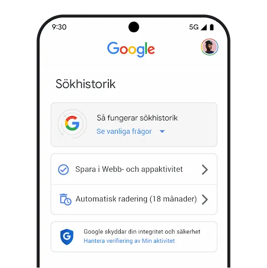 Inställningar för sökhistorik