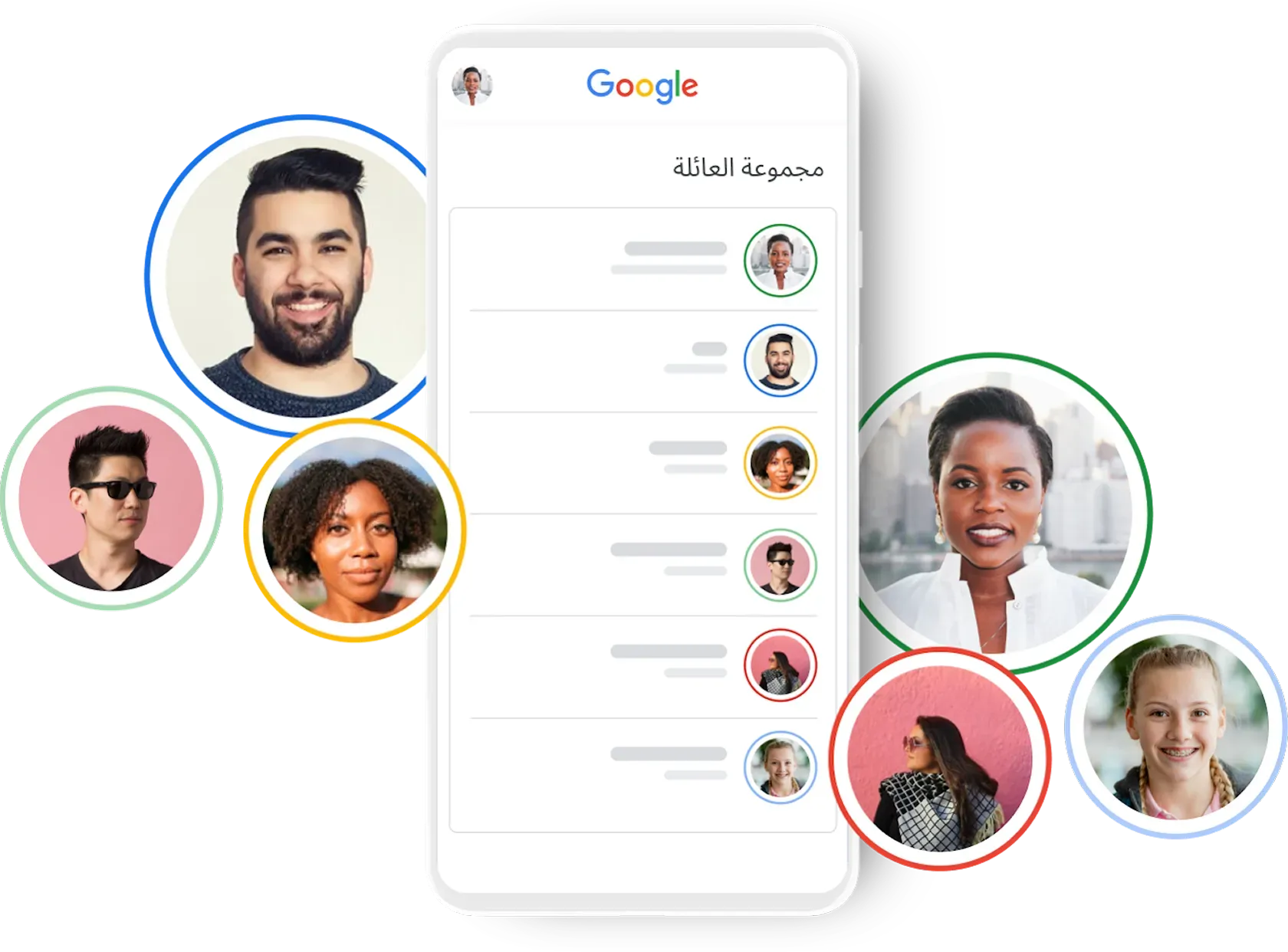 لقطة شاشة من جهاز مدير عائلة تعرض مجموعة العائلة