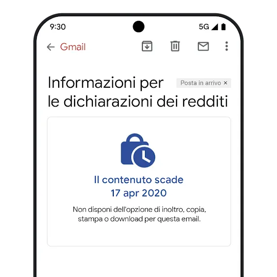 Immagine relativa alla scadenza dei messaggi su Gmail