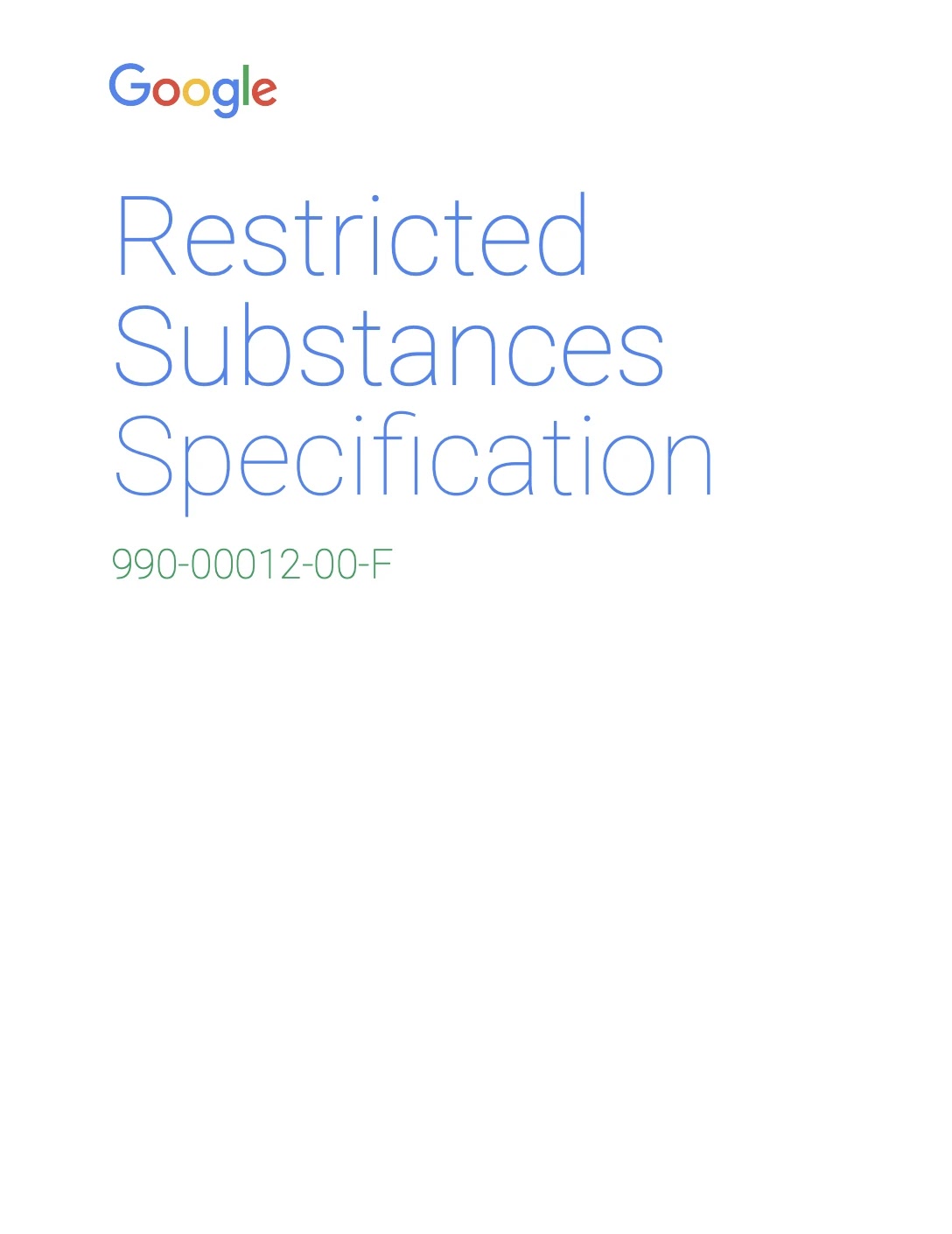 Cover image of the Restricted Substances Specification