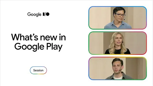 A YouTube video of the What's New in Google Play session at I/O 2026, highlighting new tools and updates to help developers grow their business.