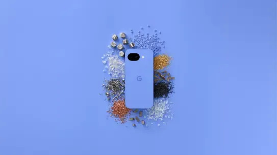 Google Pixel with materials surrounding