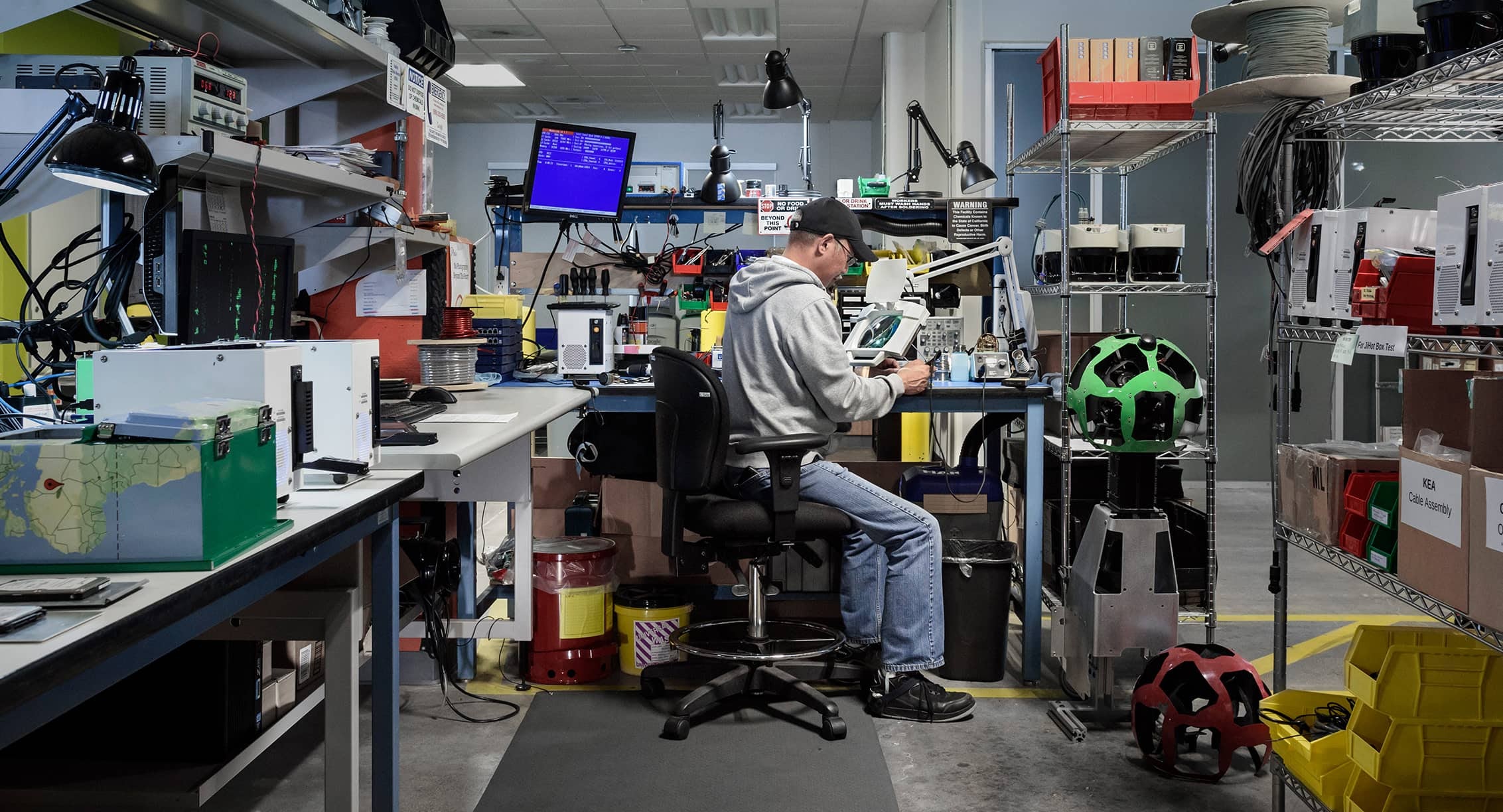 Testing, maintenance, and work take place in the Street View garage