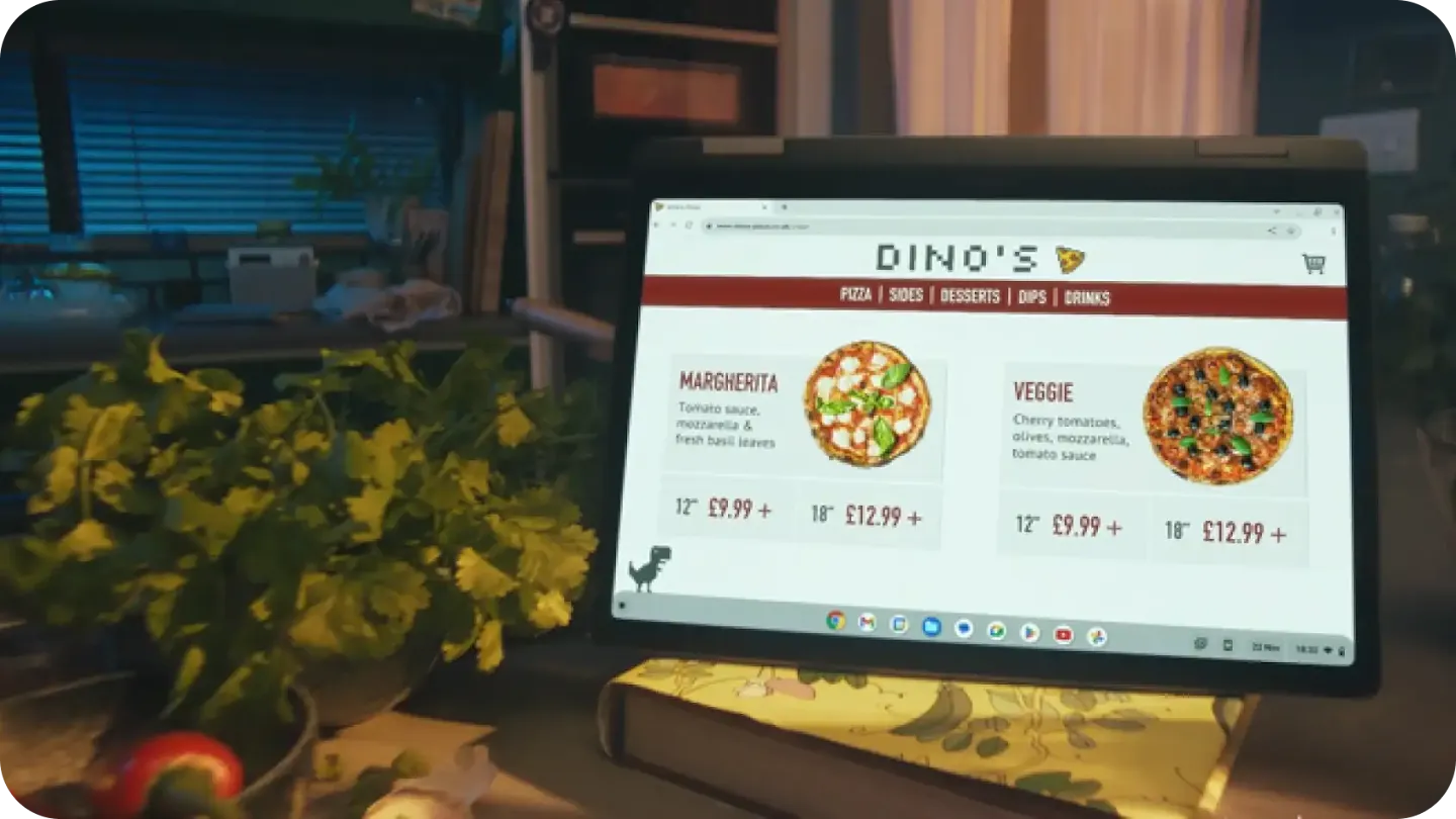 Chromebook 2 360 flip mode used for cooking