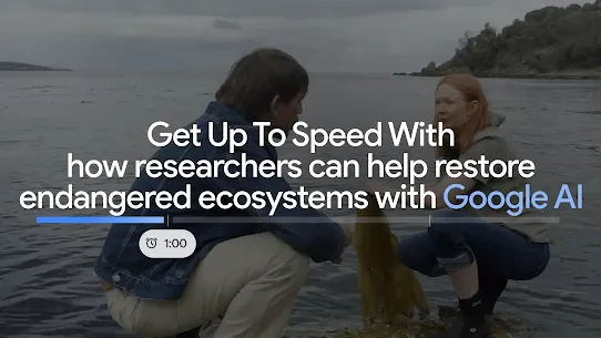 Two people looking at kelp by the sea