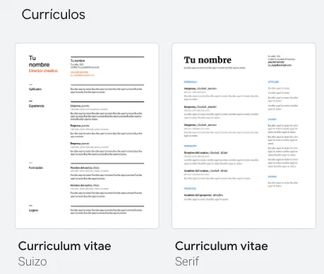 Usá las plantillas de CV de Google Docs .png